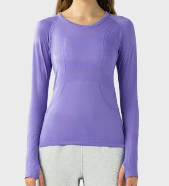 Womens Tops & T-Shirts  AYBL Elevate Seamless Long Sleeve Crop Top Purple  < Hikingwithliz
