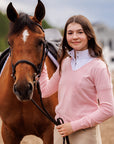 Willow Equestrian V Neck Sweater Pink