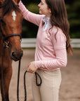 Willow Equestrian V Neck Sweater Pink